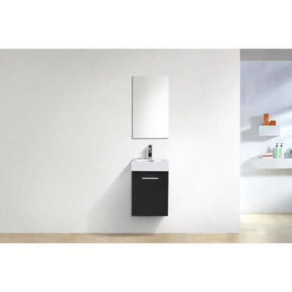Bliss 16" Black Wall Mount Modern Bathroom Vanity