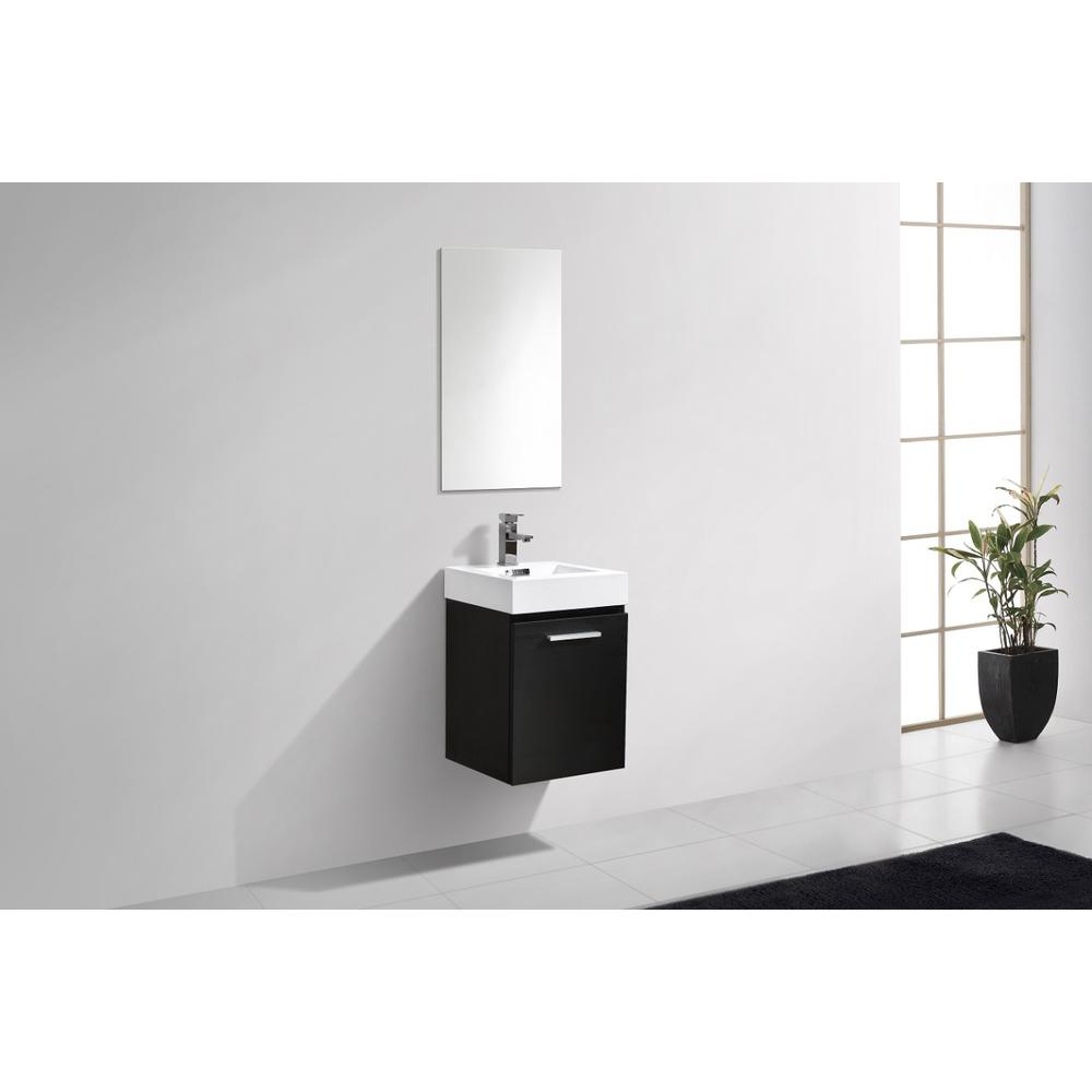 Bliss 16" Black Wall Mount Modern Bathroom Vanity