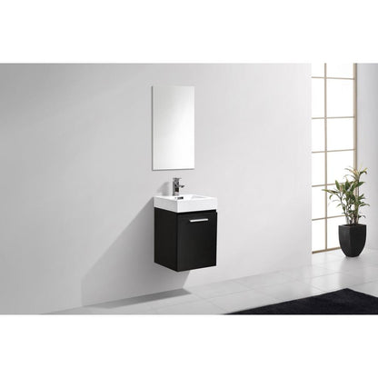 Bliss 16" Black Wall Mount Modern Bathroom Vanity