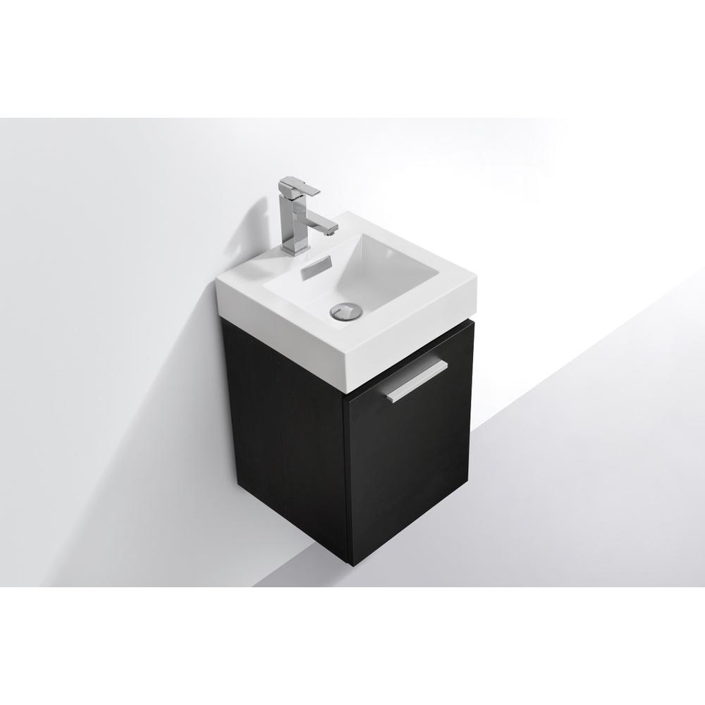 Bliss 16" Black Wall Mount Modern Bathroom Vanity