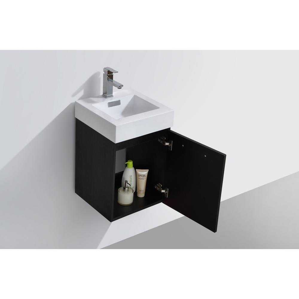 Bliss 16" Black Wall Mount Modern Bathroom Vanity