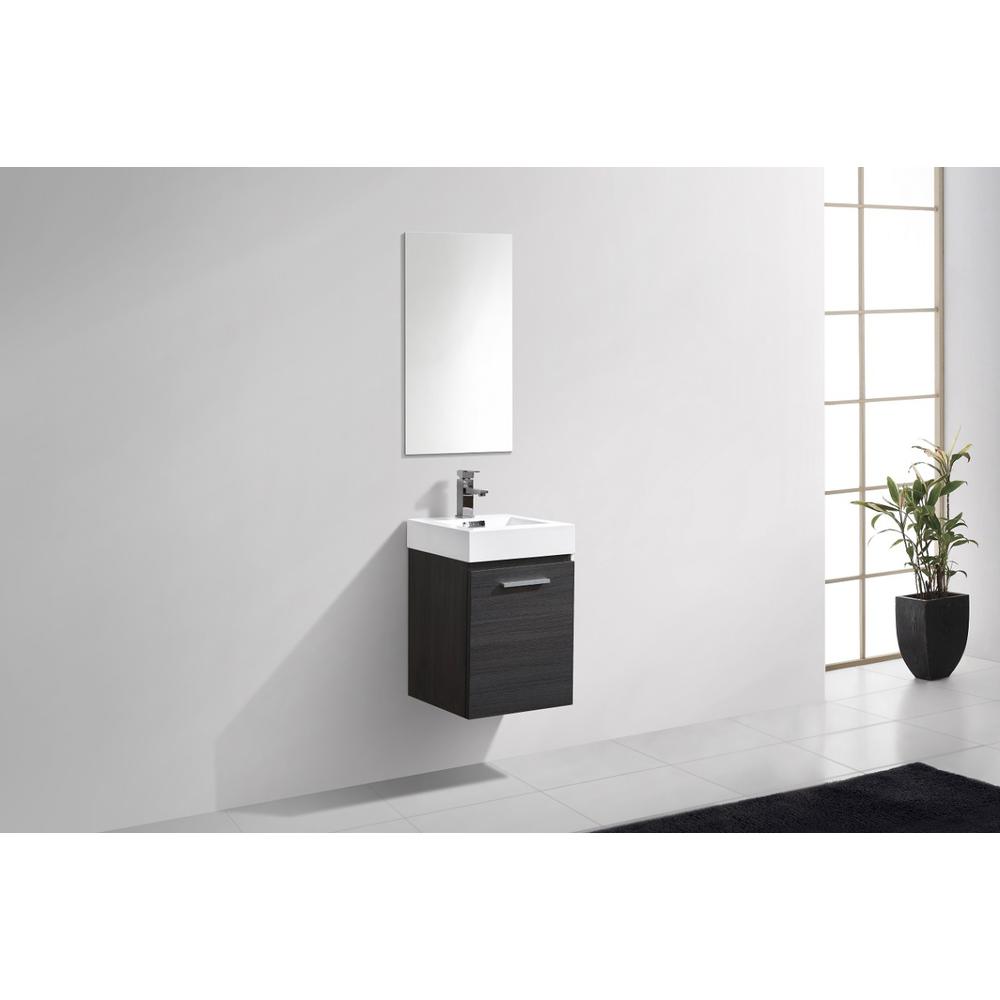 Bliss 16" Gray Oak Wall Mount Modern Bathroom Vanity