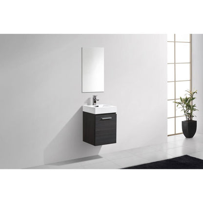 Bliss 16" Gray Oak Wall Mount Modern Bathroom Vanity