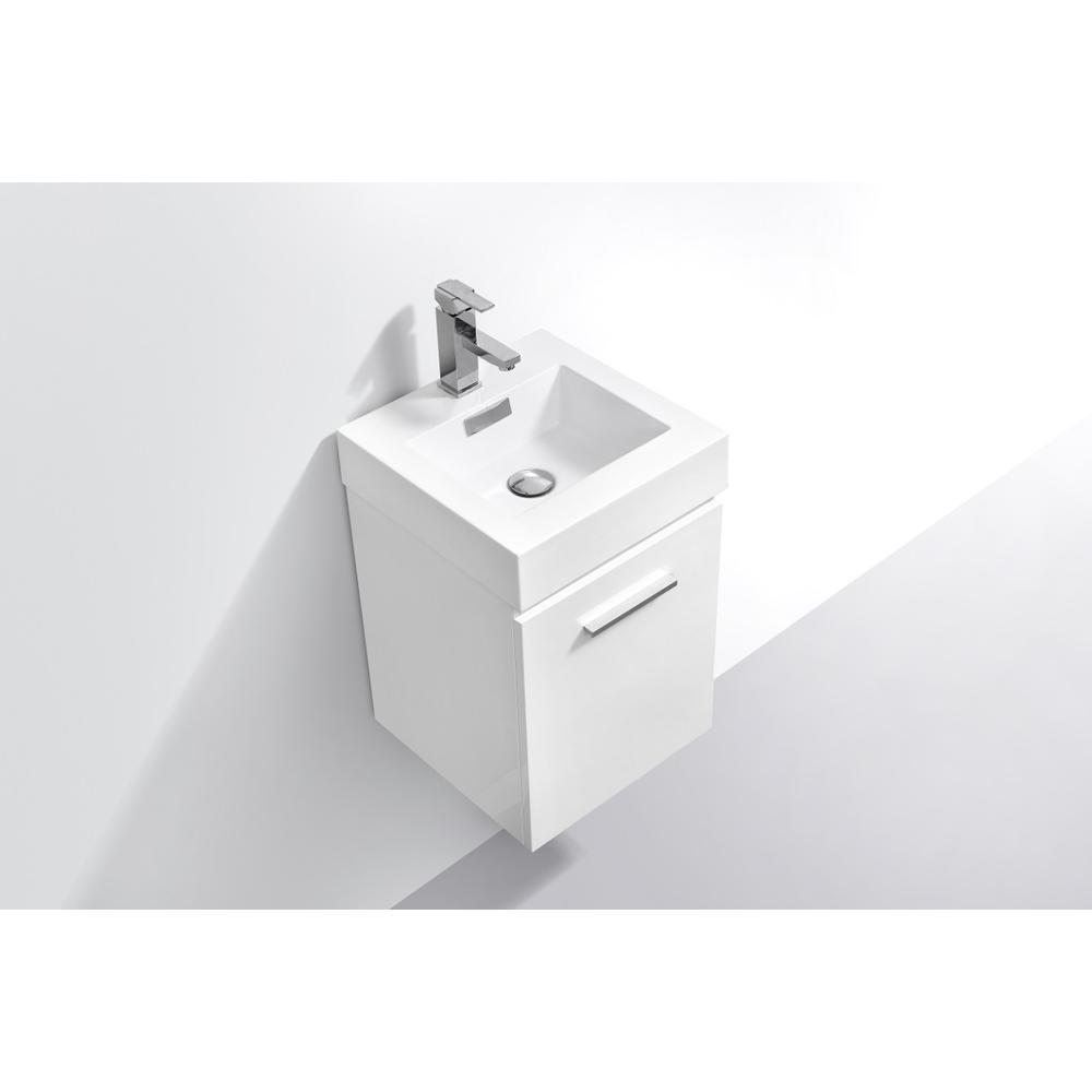 Bliss 16" High Gloss White Wall Mount Modern Bathroom Vanity