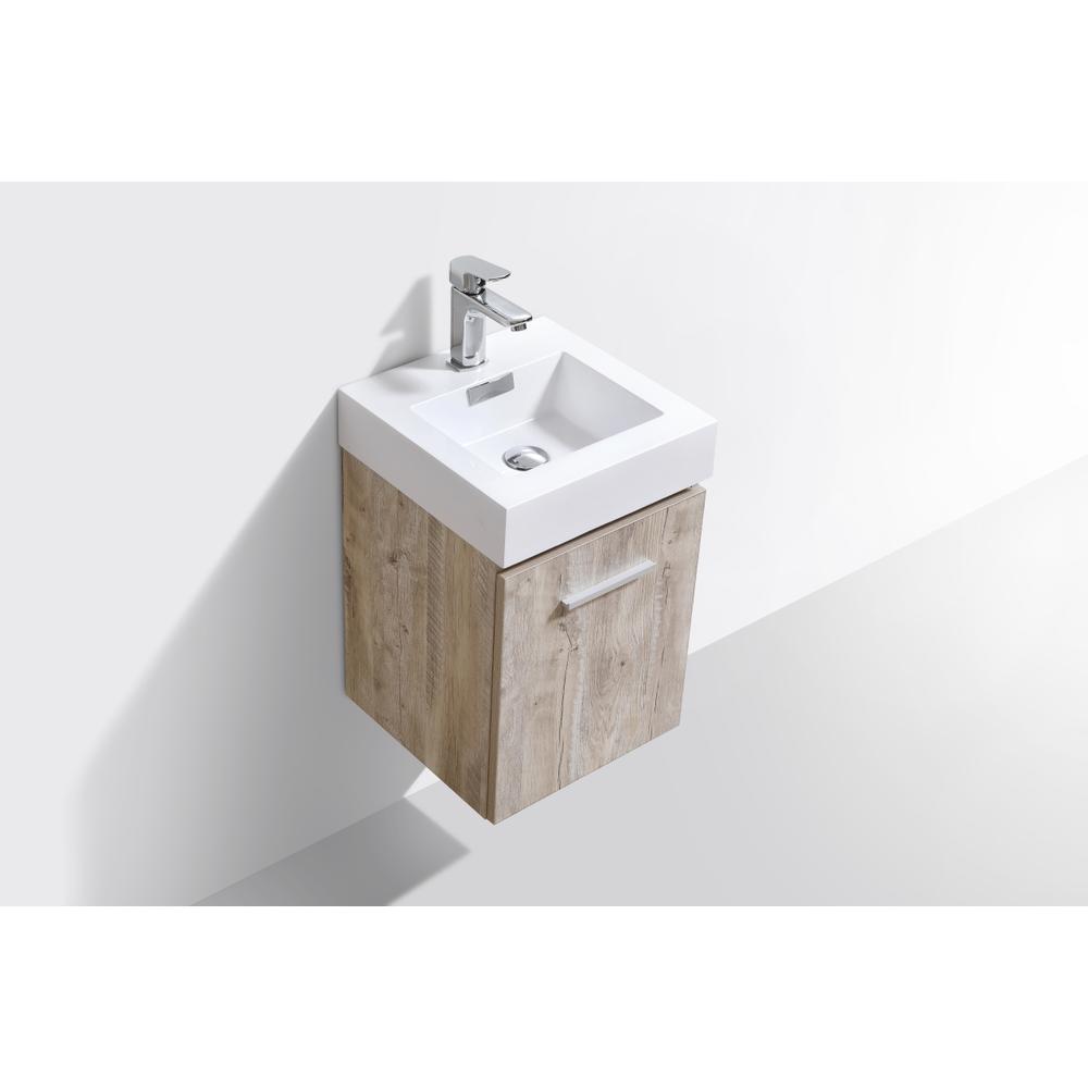 Bliss 16" Nature Wood Wall Mount Modern Bathroom Vanity
