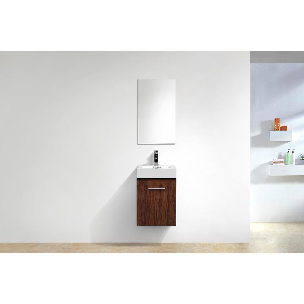 Bliss 16" Walnut Wall Mount Modern Bathroom Vanity
