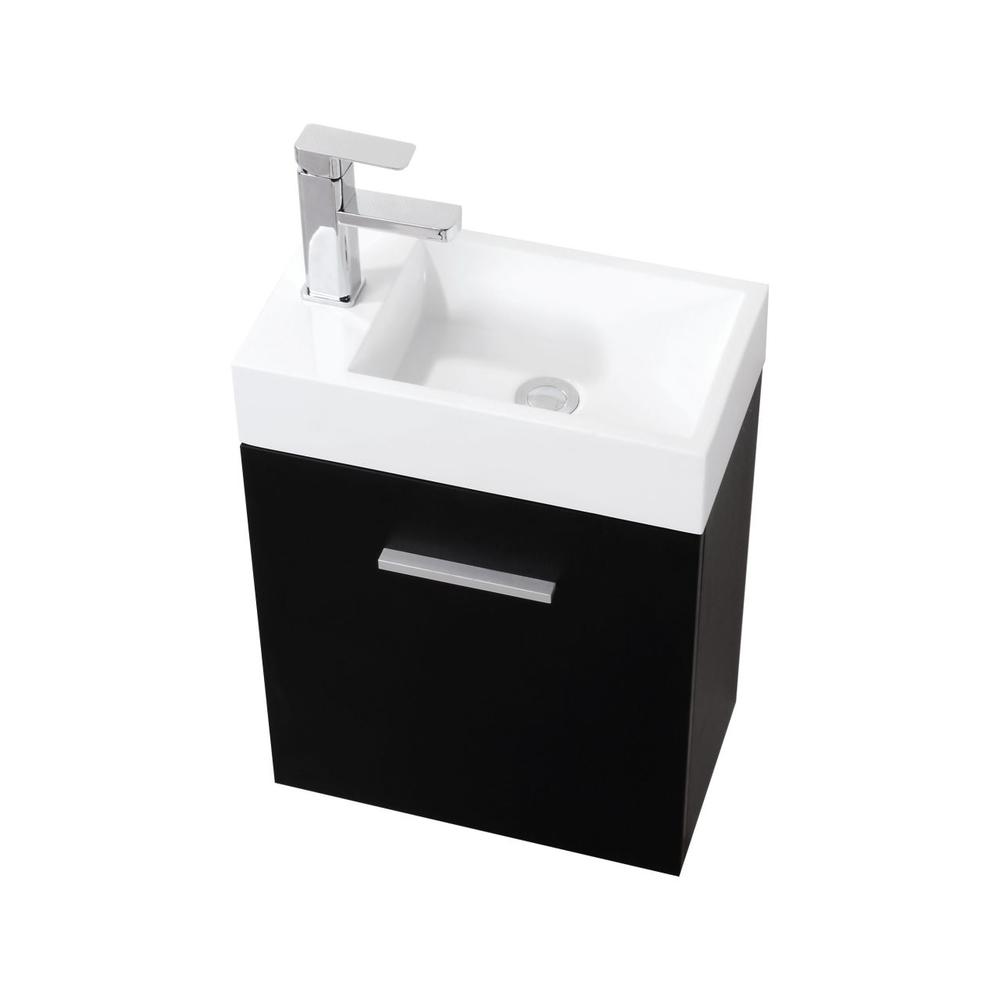 Bliss 18" Black Wall Mount Modern Bathroom Vanity