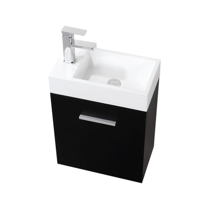 Bliss 18" Black Wall Mount Modern Bathroom Vanity