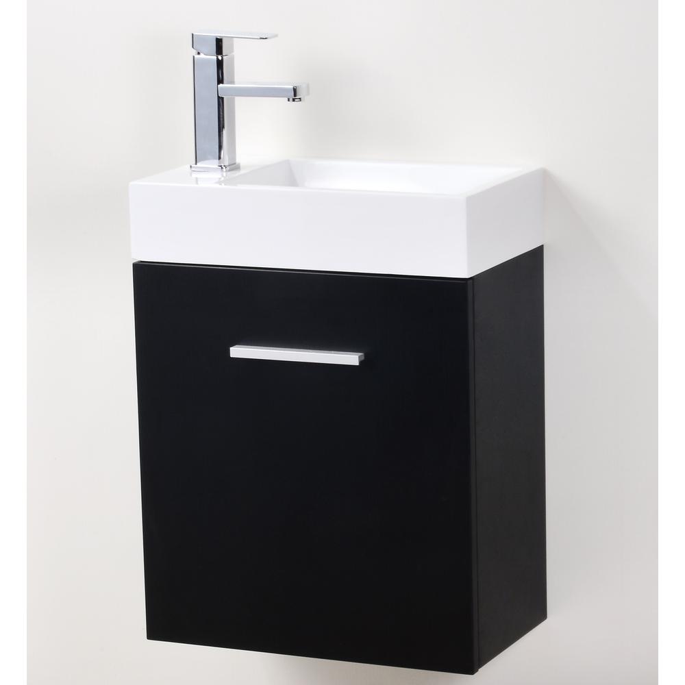 Bliss 18" Black Wall Mount Modern Bathroom Vanity