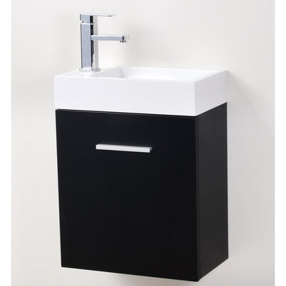 Bliss 18" Black Wall Mount Modern Bathroom Vanity