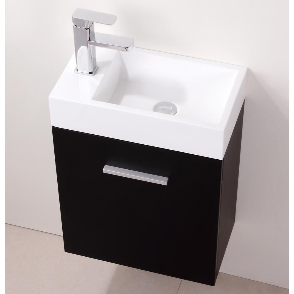 Bliss 18" Black Wall Mount Modern Bathroom Vanity
