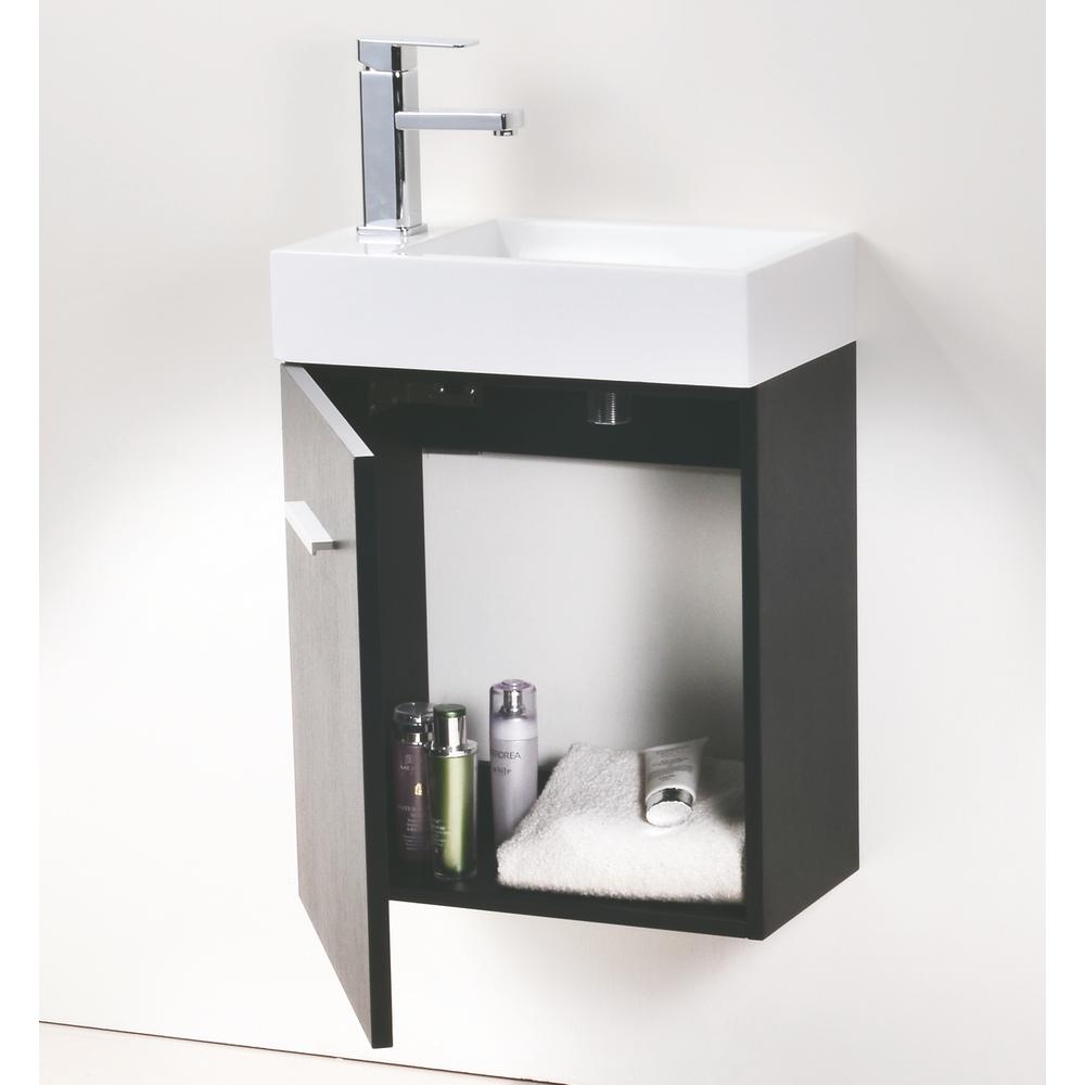 Bliss 18" Black Wall Mount Modern Bathroom Vanity