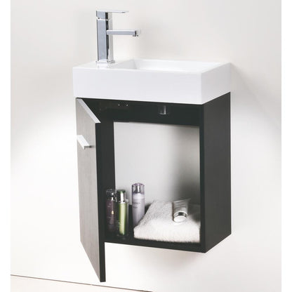 Bliss 18" Black Wall Mount Modern Bathroom Vanity