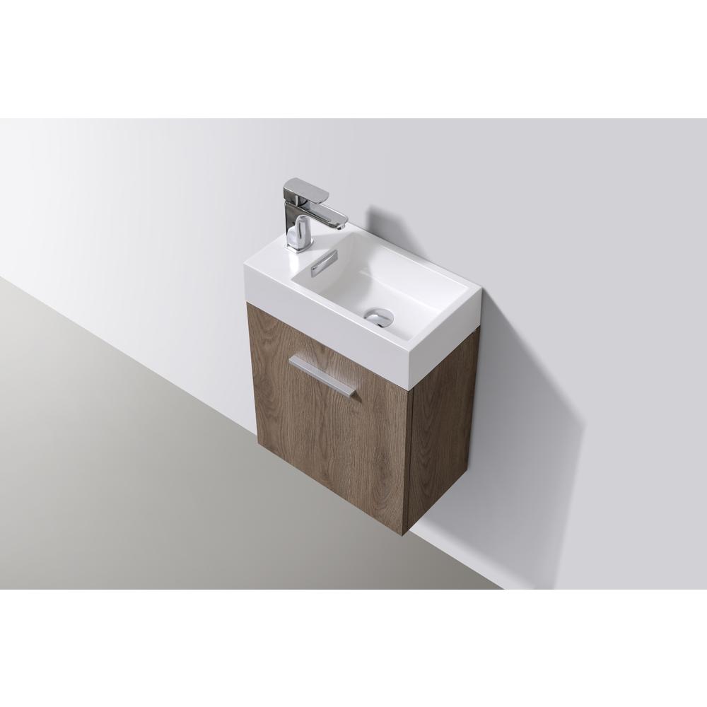 Bliss 18" Butternut Wall Mount Modern Bathroom Vanity