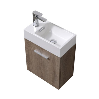 Bliss 18" Butternut Wall Mount Modern Bathroom Vanity