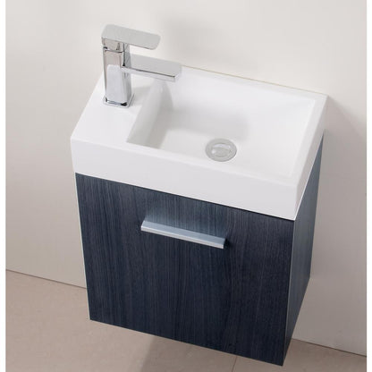 Bliss 18" Gray Oak Wall Mount Modern Bathroom Vanity