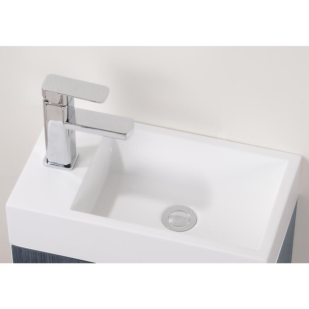 Bliss 18" Gray Oak Wall Mount Modern Bathroom Vanity