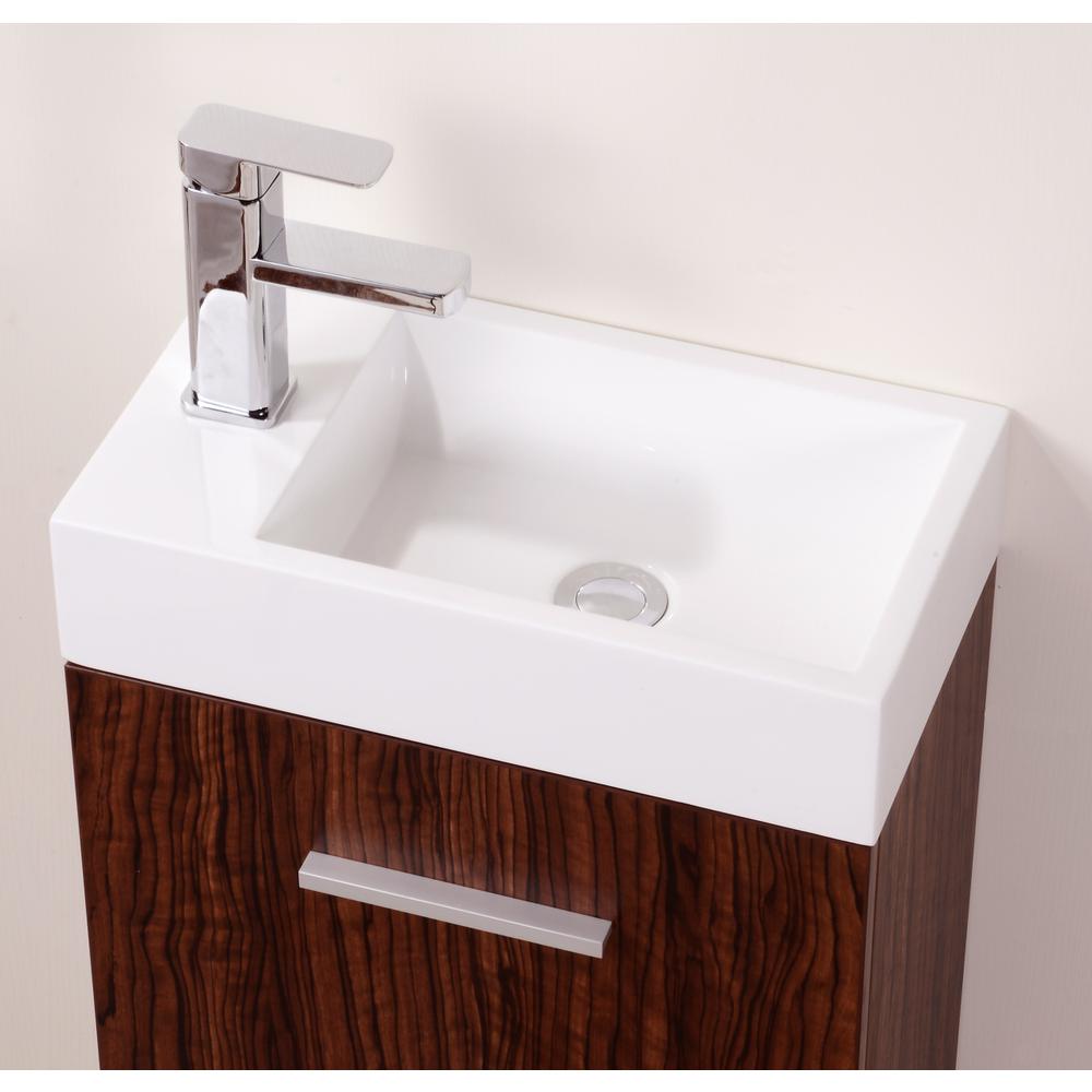 Bliss 18" Walnut Wall Mount Modern Bathroom Vanity