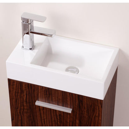 Bliss 18" Walnut Wall Mount Modern Bathroom Vanity