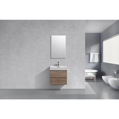 Bliss 24" Butternut Wall Mount Modern Bathroom Vanity