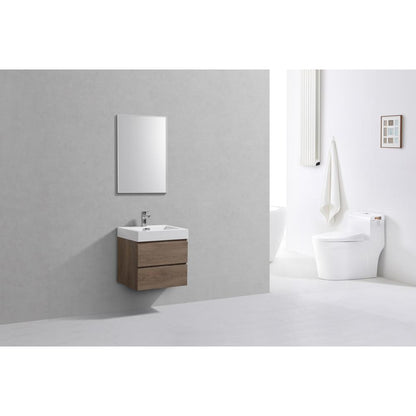 Bliss 24" Butternut Wall Mount Modern Bathroom Vanity