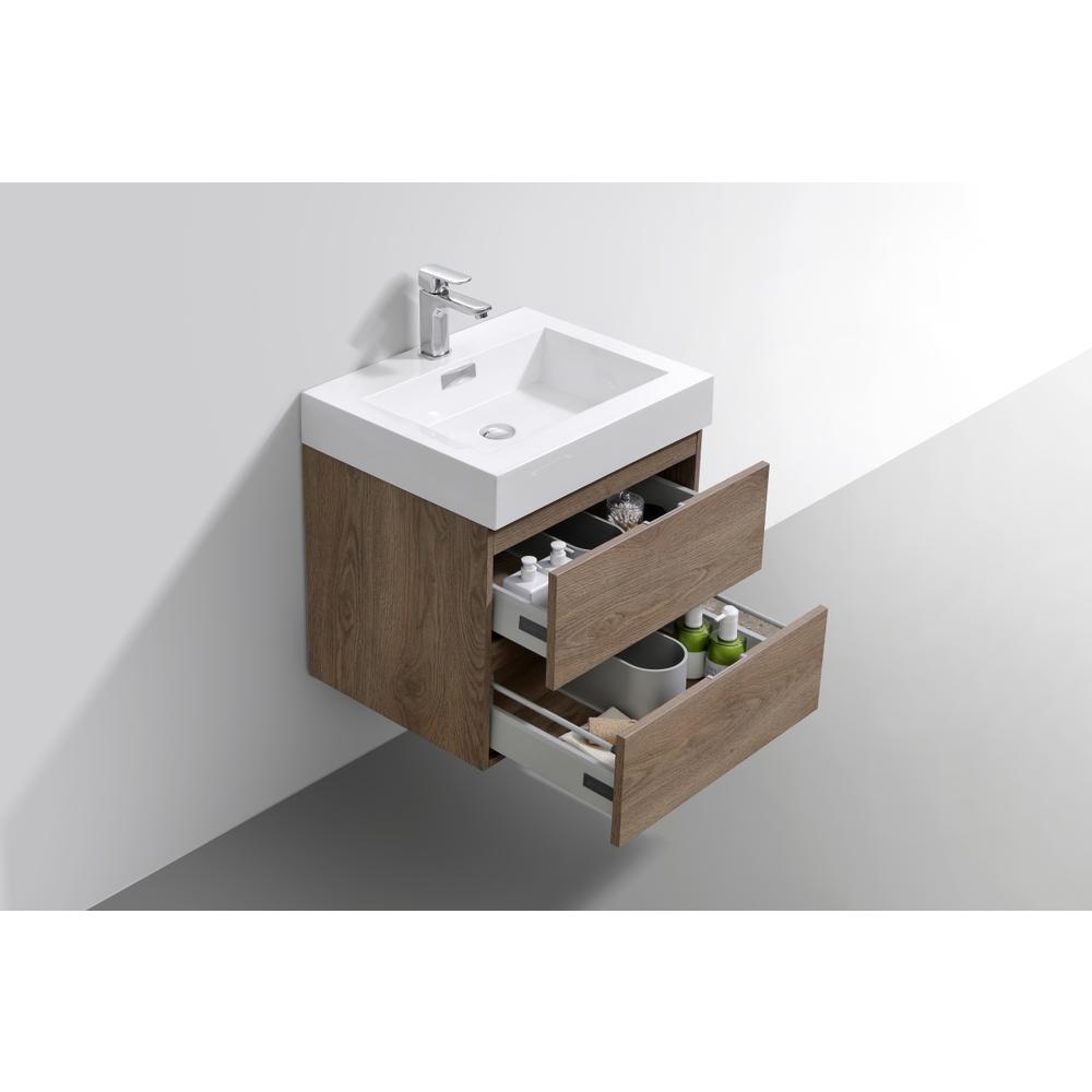 Bliss 24" Butternut Wall Mount Modern Bathroom Vanity