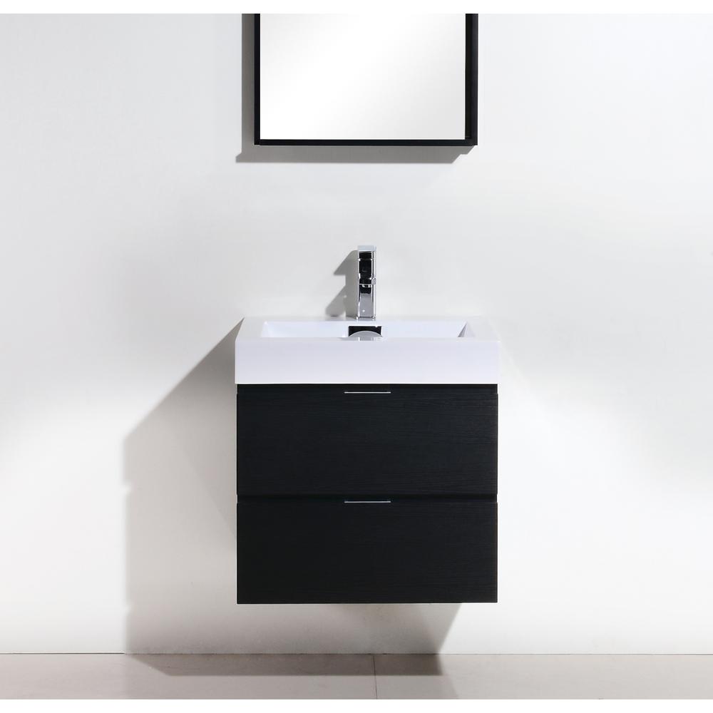 Bliss 24" Black Wall Mount Modern Bathroom Vanity
