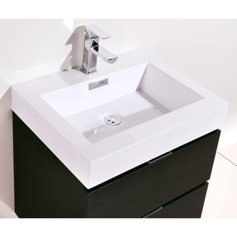 Bliss 24" Black Wall Mount Modern Bathroom Vanity