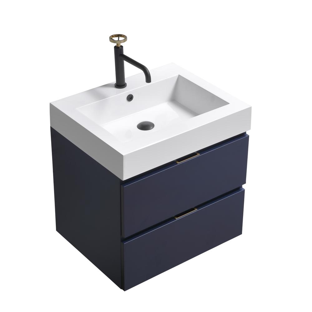 Bliss 24" Blue  Wall Mount Modern Bathroom Vanity