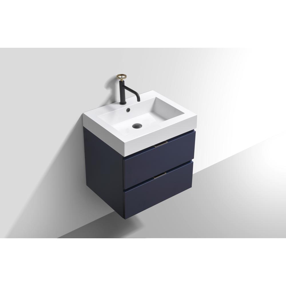 Bliss 24" Blue  Wall Mount Modern Bathroom Vanity