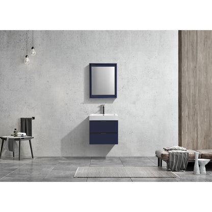 Bliss 24" Blue  Wall Mount Modern Bathroom Vanity