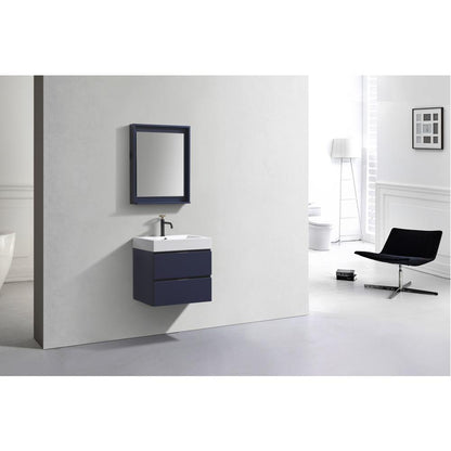 Bliss 24" Blue  Wall Mount Modern Bathroom Vanity