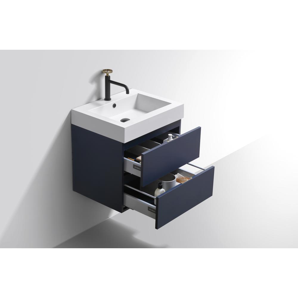 Bliss 24" Blue  Wall Mount Modern Bathroom Vanity