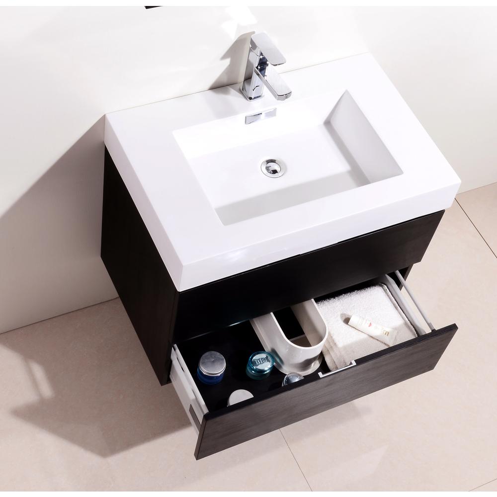 Bliss 30" Black Wall Mount Modern Bathroom Vanity