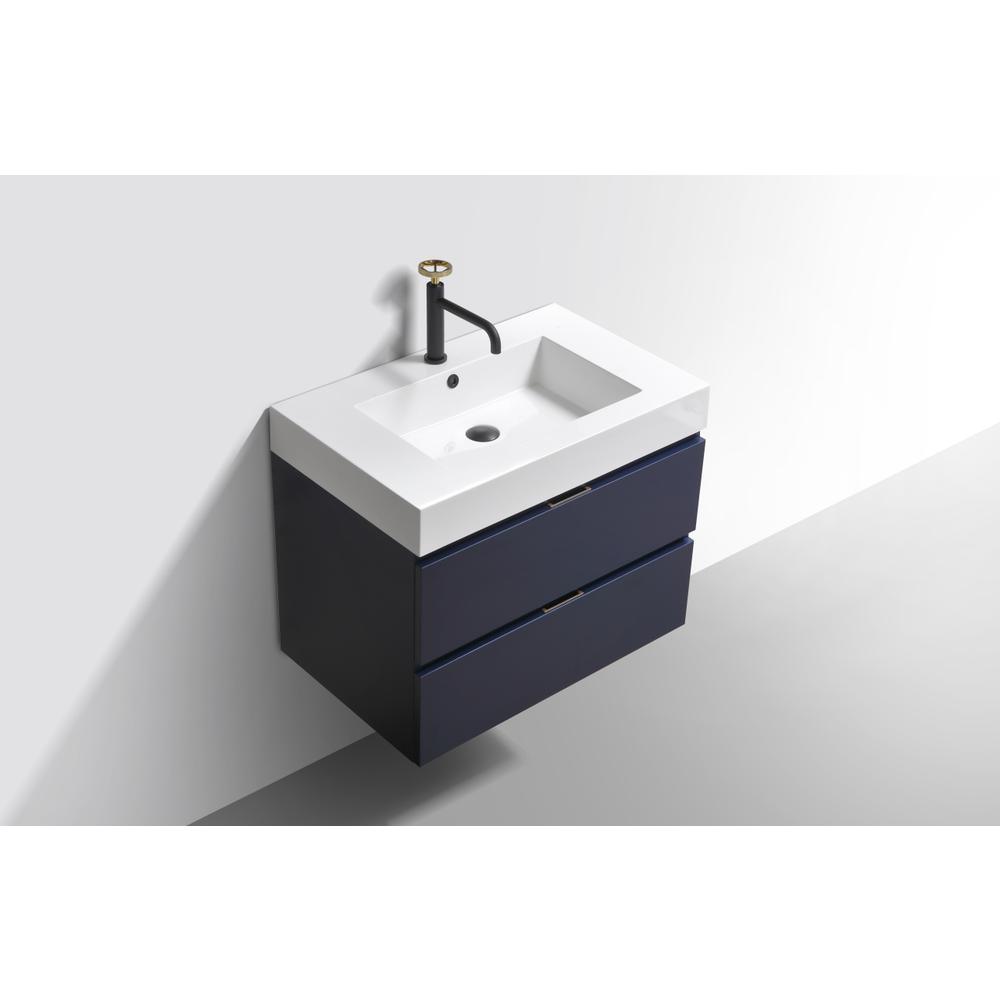 Bliss 30" Blue Wall Mount Modern Bathroom Vanity