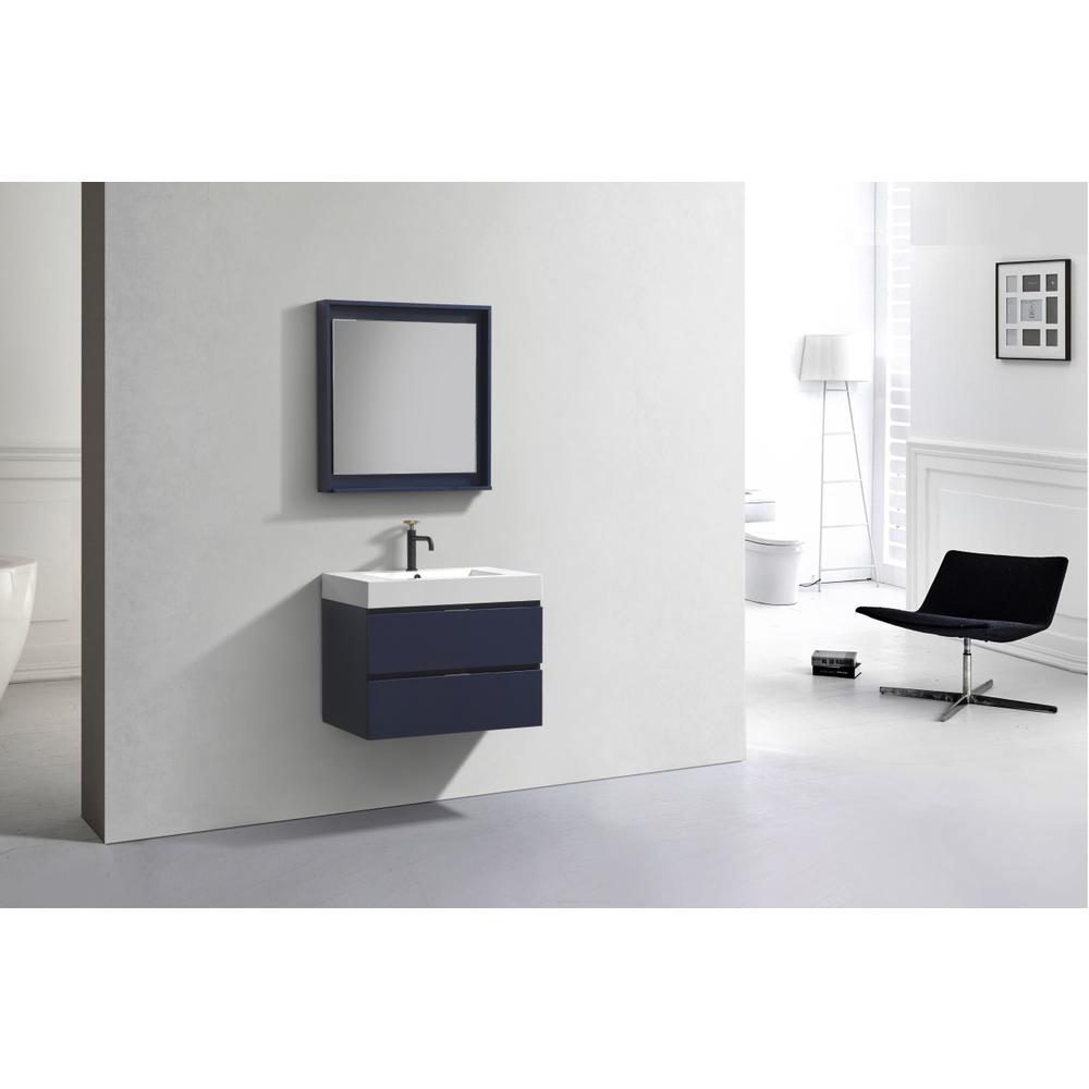 Bliss 30" Blue Wall Mount Modern Bathroom Vanity