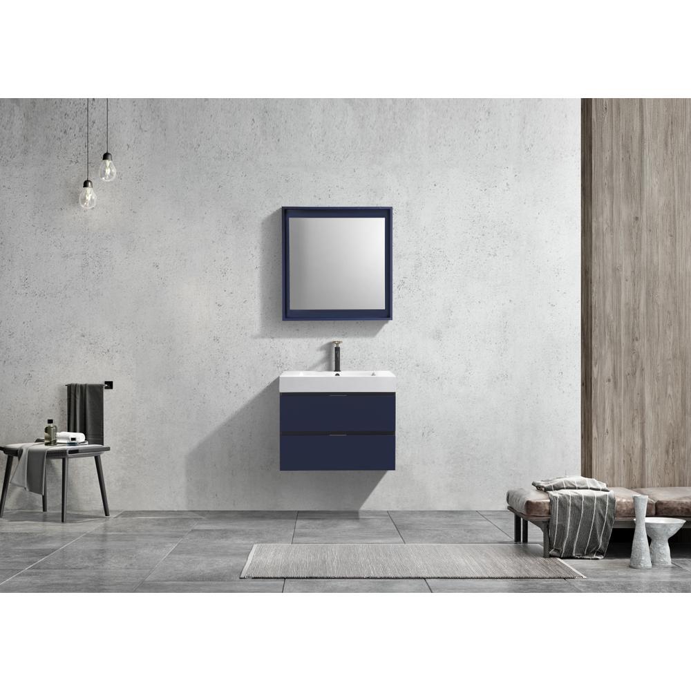 Bliss 30" Blue Wall Mount Modern Bathroom Vanity