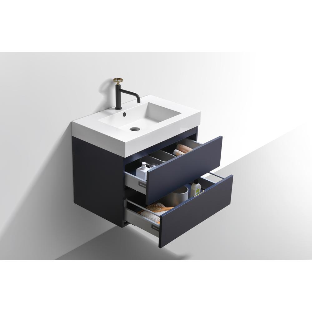 Bliss 30" Blue Wall Mount Modern Bathroom Vanity