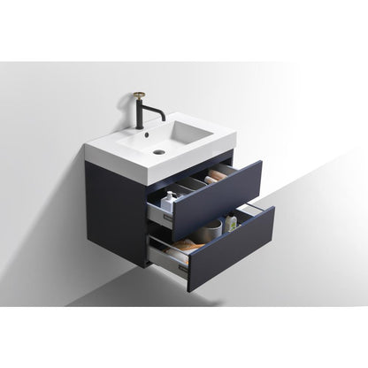 Bliss 30" Blue Wall Mount Modern Bathroom Vanity