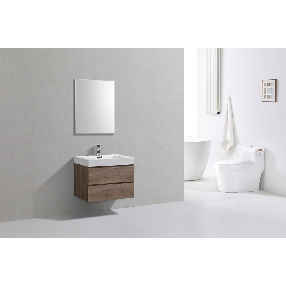 Bliss 30" Butternut Wall Mount Modern Bathroom Vanity