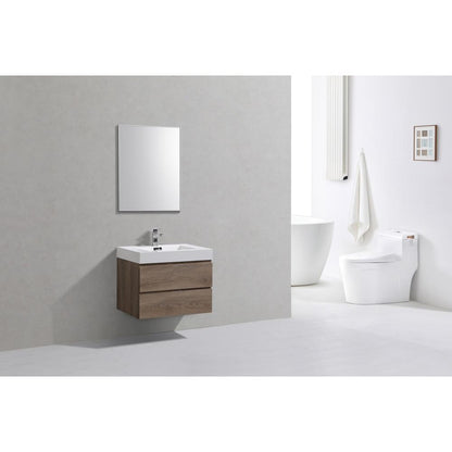 Bliss 30" Butternut Wall Mount Modern Bathroom Vanity