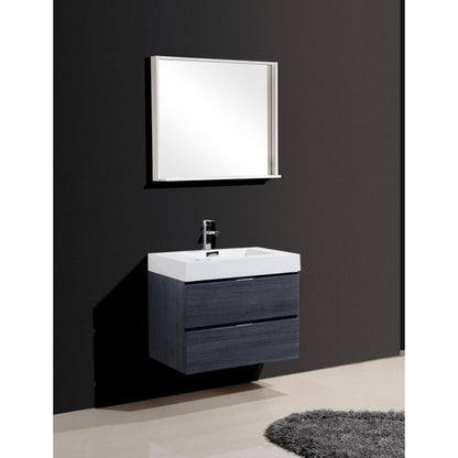 Bliss 30" Gray Oak Wall Mount Modern Bathroom Vanity