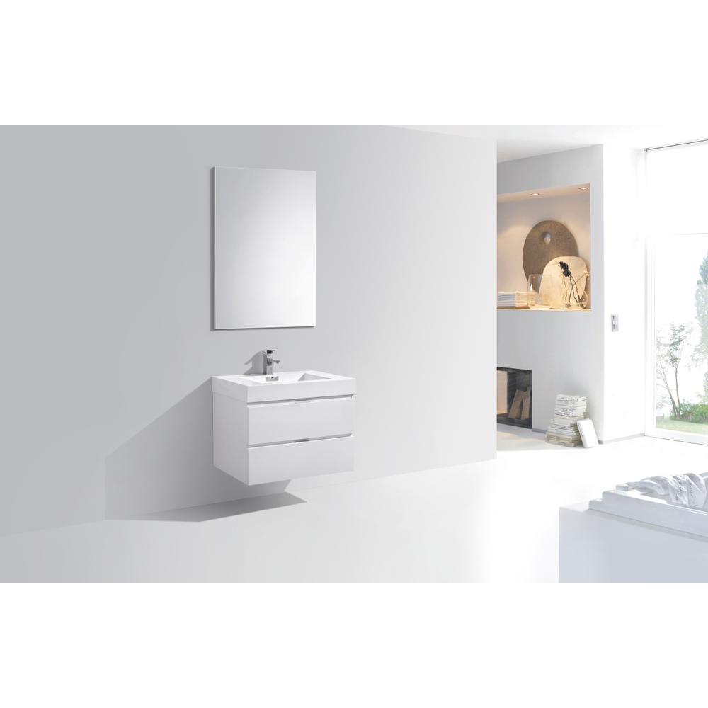 Bliss 30" High Gloss White Wall Mount Modern Bathroom Vanity