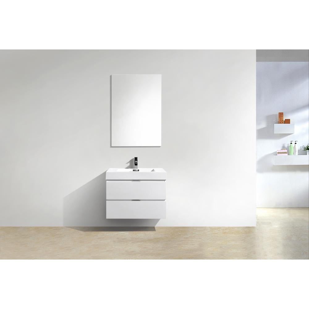 Bliss 30" High Gloss White Wall Mount Modern Bathroom Vanity