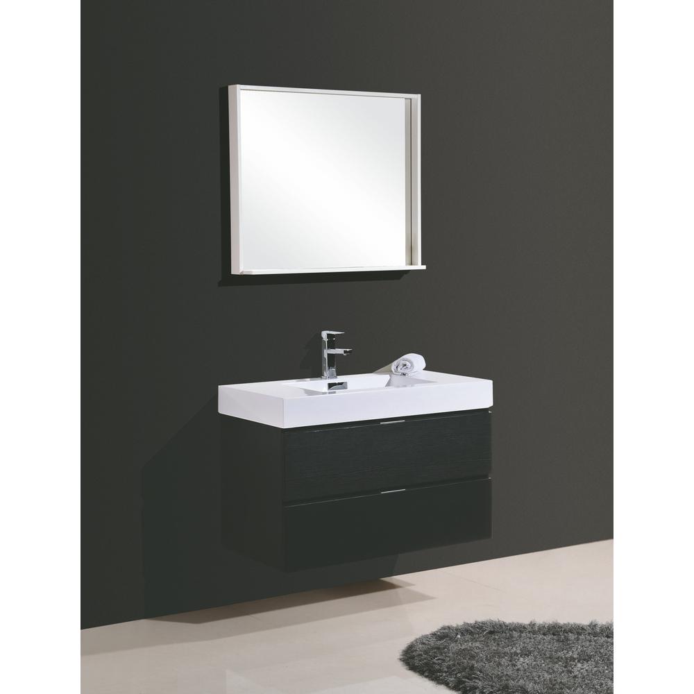 Bliss 36" Black Wall Mount Modern Bathroom Vanity