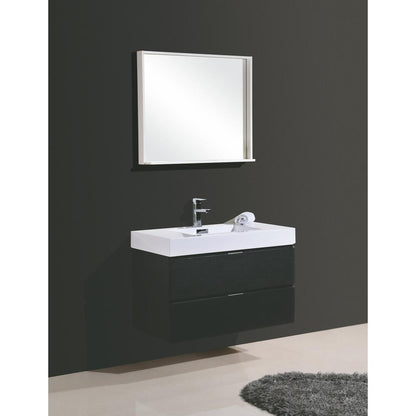 Bliss 36" Black Wall Mount Modern Bathroom Vanity