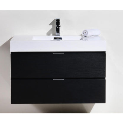 Bliss 36" Black Wall Mount Modern Bathroom Vanity