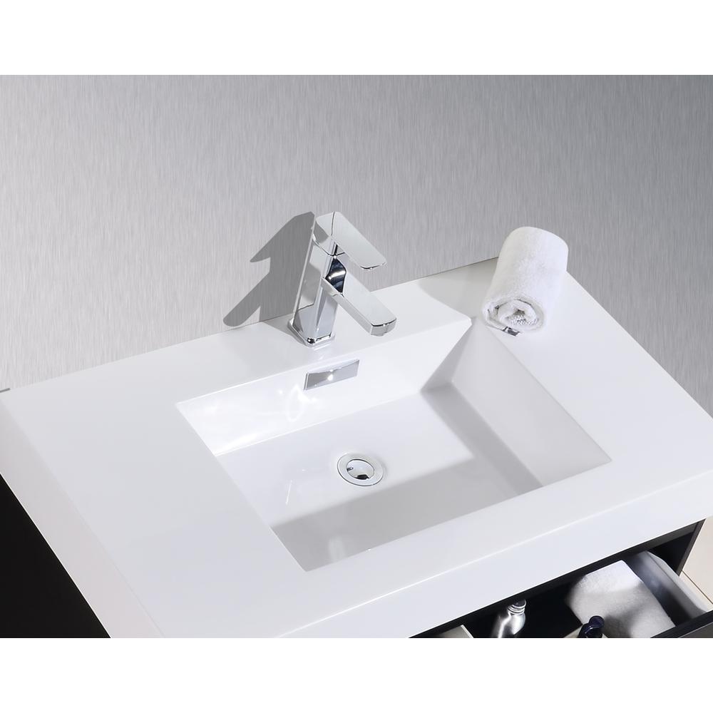 Bliss 36" Black Wall Mount Modern Bathroom Vanity