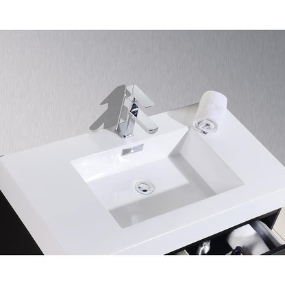 Bliss 36" Black Wall Mount Modern Bathroom Vanity