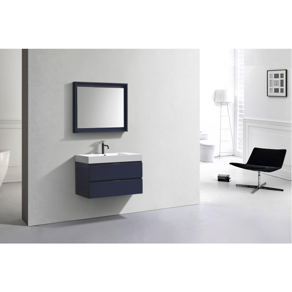 Bliss 36" Blue  Wall Mount Modern Bathroom Vanity